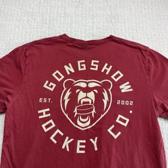 Gongshow Gear Red Bear Logo T-Shirt Men Size Large Canada Hockey Est. 2002 Read* - Picture 2 of 14
